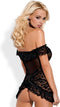 Kanten Babydoll en String - Zwart