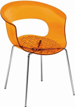 Kantinestoel Italiaans Design recyclebaar Doorschijnend oranje