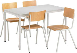 Kantinestoel stapelstoel model Milaan Lichtgrijs frame houten zitting