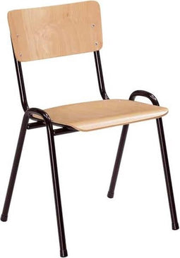 Kantinestoel stapelstoel model Milaan Zwart frame houten zitting