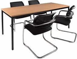 Kantinetafel Basic 160cm breed 80cm diep beuken blad zwart frame rechthoekig