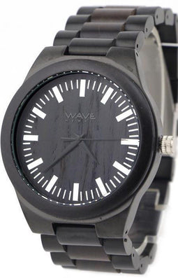 Wave Hawaii Horloge Citizen Miyota Heren 4,5 Cm Hout/staal Zwart