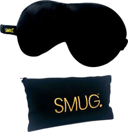 SMUG Slaapmasker met Opbergzakje - 100% Verduisterend - Verstelbaar Oogmasker in Satijn - Zwart