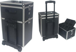 Kapperskoffer trolley - visagie make up koffer trolley - schminkkoffer - beauty case - zwart