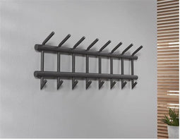 Kapstok Marcel 8 haaks breed ronde buis - Donkergrijs