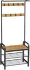 Kapstok met schoenenrek - honingbruin/zwart - 72x33.7x183 cm - zelfmontage