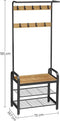 Kapstok met schoenenrek - honingbruin/zwart - 72x33.7x183 cm - zelfmontage