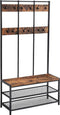 Kapstok met schoenenrek - rustiek bruin - 100 x 40 x 186 cm - 24 haken