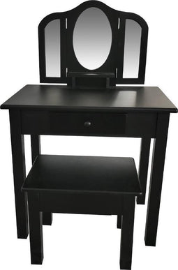 Kaptafel make up opmaaktafel kinderkamer - toilettafel met spiegel en krukje - zwart