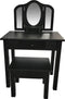Kaptafel make up opmaaktafel kinderkamer - toilettafel met spiegel en krukje - zwart