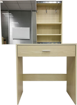 Kaptafel make up visagie opmaaktafel met spiegelkastje en opberglade lichtbruin