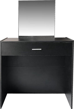 Kaptafel make up visagie - opmaaktafel toilettafel - met spiegel en opberglade - zwart