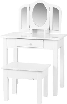 Kaptafel visagie make up meisje opmaaktafel kinderkamer met spiegels en krukje wit