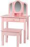 Kaptafel visagie make up meisje opmaaktafel kinderkamer met spiegels en krukje roze