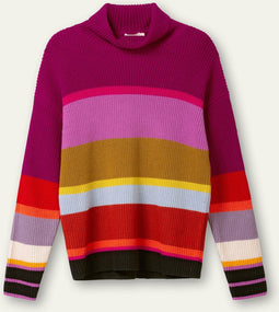 Karakter pullover long sleeves col 10 multi stripe raspberry radiance Pink: S