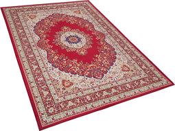 KARAMAN - Laagpolig vloerkleed - Rood - 140 x 200 cm - Polyester