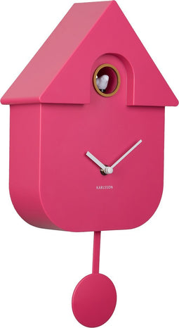 Karlsson Klok Modern Cuckoo - Kunststof - Roze - 22x41x9 cm (BxHxD) - Koekoeksklok - Bright Pink