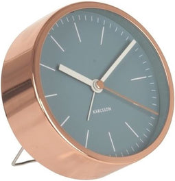 Karlsson Minimal Wekker - Jeans Blue - Koper - Ø10cm