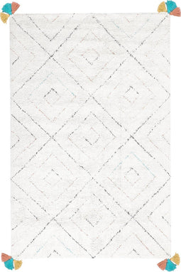 KARTAL - Shaggy vloerkleed - Wit - 140 x 200 cm - Katoen