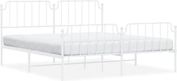 vidaXL - Bedframe - met - hoofd- - en - voeteneinde metaal - wit - 180x200 - cm