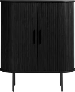Kast Eikenhout Zwart - 4 Planken - Schuifdeuren - 100cm - Kast Nola - Giga Living