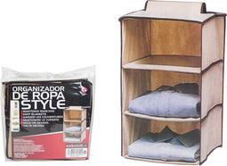 Kast organizer - hangende opberger - stof beige met 3 brede vakken
