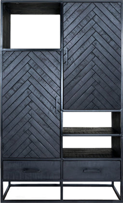Kast Roan Visgraat - Zwart Mangohout - 180 x 110 cm