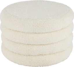 J-Line Poef Rond Teddy Polyester Wit