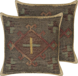 KATORA - Sierkussen set van 2 - Groen - 45 x 45 cm - Jute