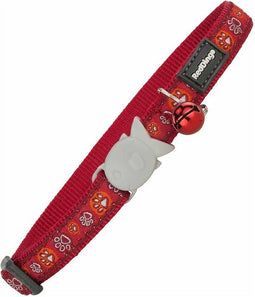 Kattenhalsband Red Dingo Style Rood 20-32 Cm Pootafdrukken