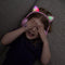 Kattenoortjes kinderkoptelefoon - Draadloze Bluetooth hoofdtelefoon - led kattenoortjes - roze