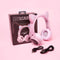 Kattenoortjes kinderkoptelefoon - Draadloze Bluetooth hoofdtelefoon - led kattenoortjes - roze