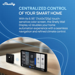 Shelly Wall Display X2 - Smart Home Bediening - 6,95 inch touchscreen - Zwart + BLU H&T sensor (bundle)