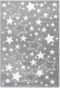 Kayoom - Vloerkleed Stars - 120 x 170 cm - 16 mm dik - Grijs/Wit - Tapijt voor in kinderkamer