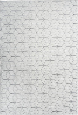 Kayoom - Vloerkleed Vivica - Wit/Antraciet - 80 x 150 cm - 20mm hoog - 3D effect
