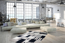 Kayoom Wollen vloerkleed in Patchwork Design - Jacquard Kelim 160 x 230 Grijs