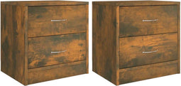 vidaXL - Nachtkastjes - 2 - st - 40x30x40 - cm - bewerkt - hout - gerookt - eikenkleurig