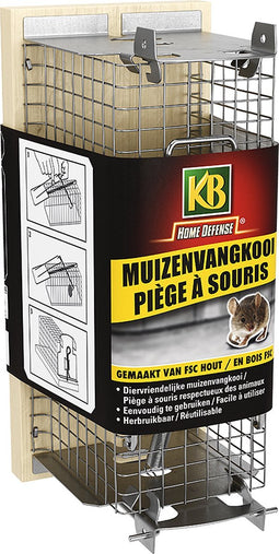KB Home Defense Muizenvangkooi Hout - Muizenval - Diervriendelijke muizenval - Herbruikbaar