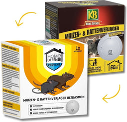 KB Home Defense Ratten- en Muizenverjager - Ongedierte verjager met ultrasone - 60m2 bereik - Diervriendelijk