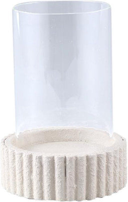 PTMD Windlicht Saji - 13x13x18 cm - Glas - Wit