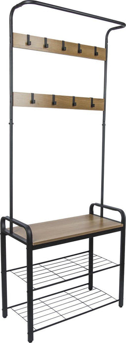 ERRO Kapstok met Schoenenrek - Garderoberek - 9 haken - 72x34x183cm