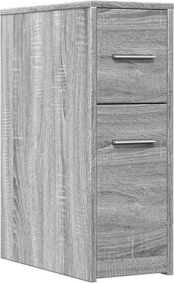 vidaXL - Badkamerkast - smal - met - wielen - bewerkt - hout - grijs - sonoma - eiken