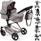 Bayer Design Neo Vario - Combi Poppenwagen - Verstelbare duwstang - Grijs