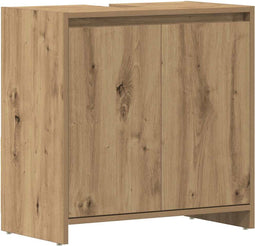 vidaXL - Wastafelkast - 60x33x60 - cm - bewerkt - hout - artisanaal - eikenkleurig
