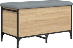 vidaXL - Opbergbankje - 82x42x45 - cm - bewerkt - hout - sonoma - eikenkleurig