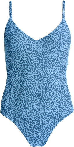Barts Bathers V-Neck One Piece Badpak - Gevoerd met uitneembare vulling - Panterprint Blauw