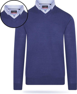 Pierre Cardin - Heren Sweaters Mock Pullover - Blauw - Maat XXL