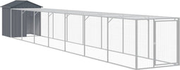 vidaXL - Kippenhok - met - ren - 117x813x123 - cm - gegalvaniseerd - staal - antraciet
