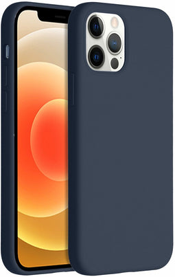 Accezz Liquid Silicone Backcover - iPhone 12 (Pro) - Schokabsorberend - Donkerblauw