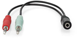 Nedis CAGB22160BK02 - Adapter 3,5 mm male naar 2x 3,5 mm female - 12 cm - Zwart